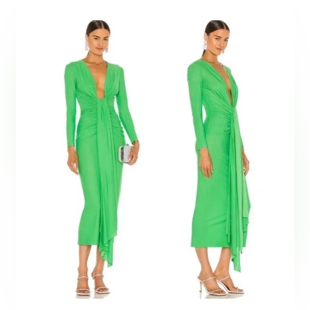 Solace London Lorena Midi Dress in Bright Green size 10 UK or a US size 6 NWT